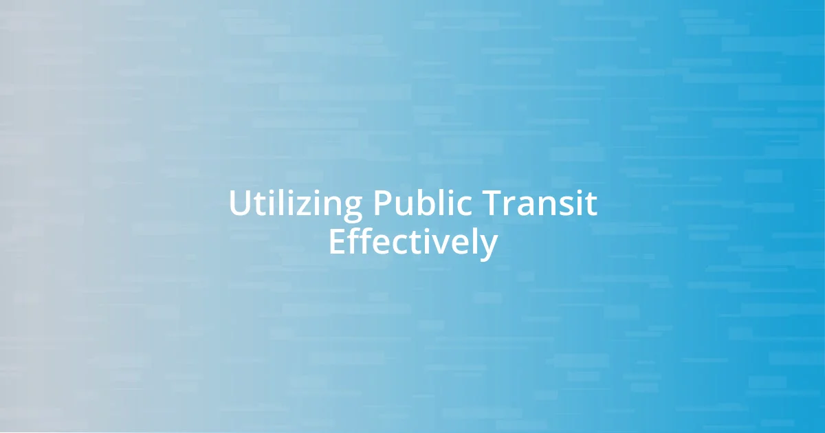 Utilizing Public Transit Effectively