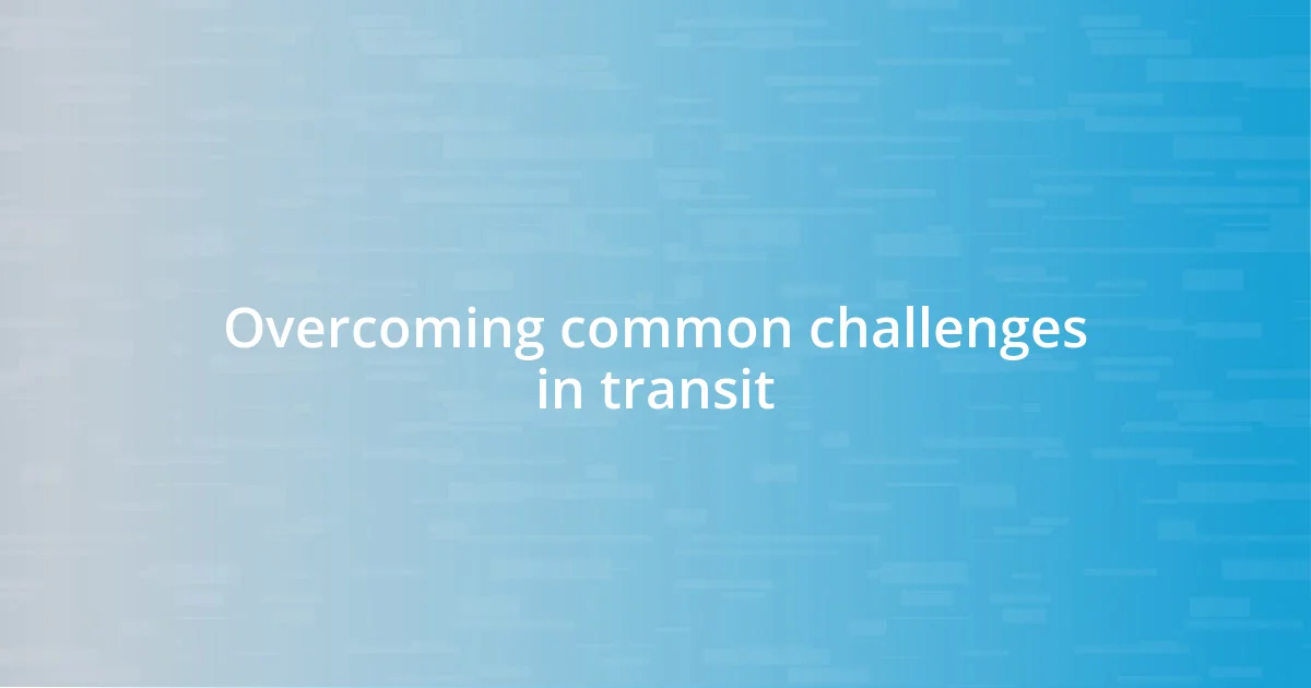 Overcoming common challenges in transit