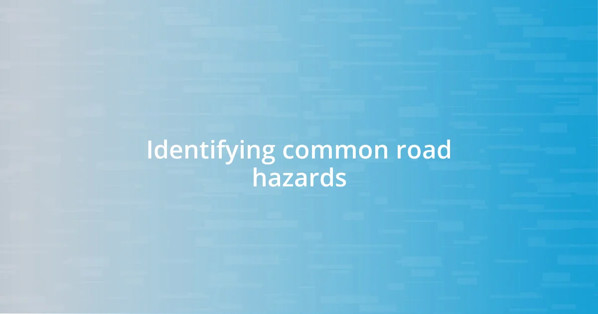 Identifying common road hazards