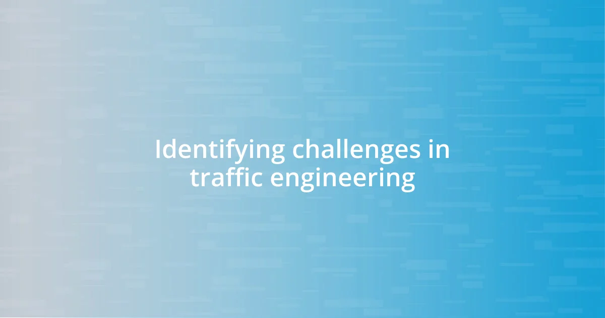 Identifying challenges in traffic engineering