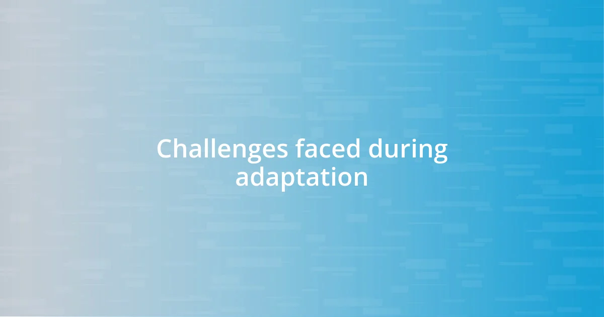 Challenges faced during adaptation